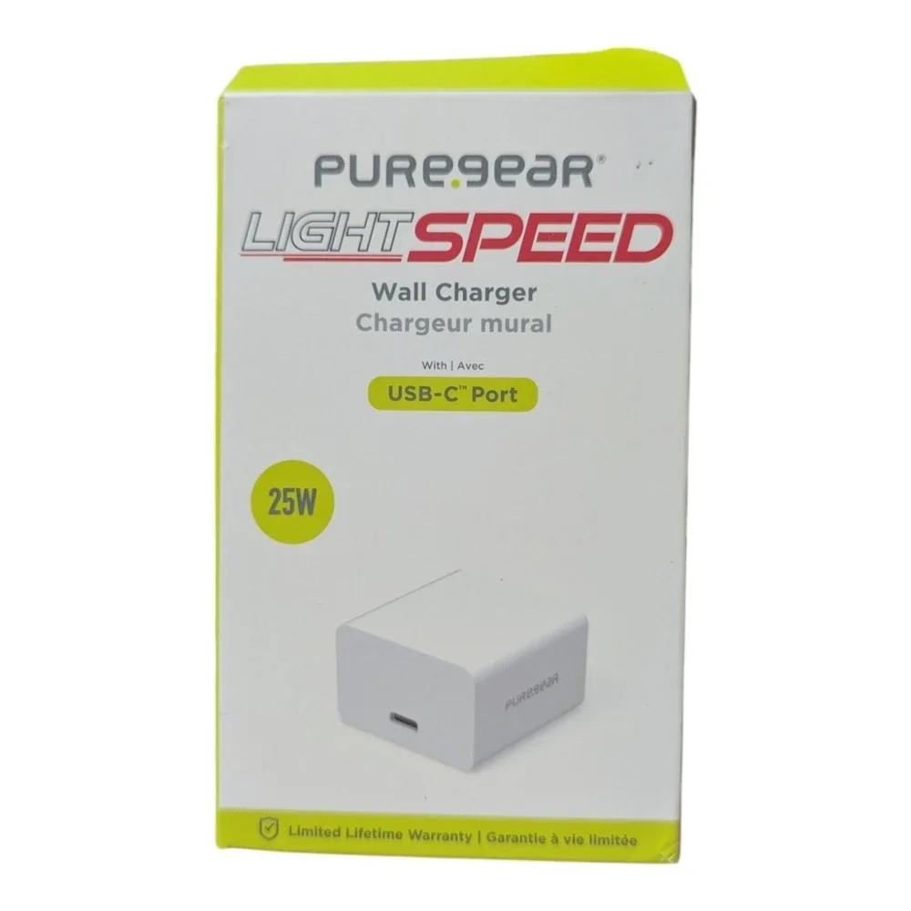 F3. PureGear LightSpeed 25W USB-C Wall Charger - White